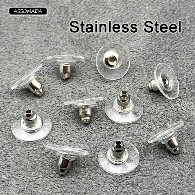 50pcs Stainless Steel Earring Holders Stoppers Ear Plugs Earring